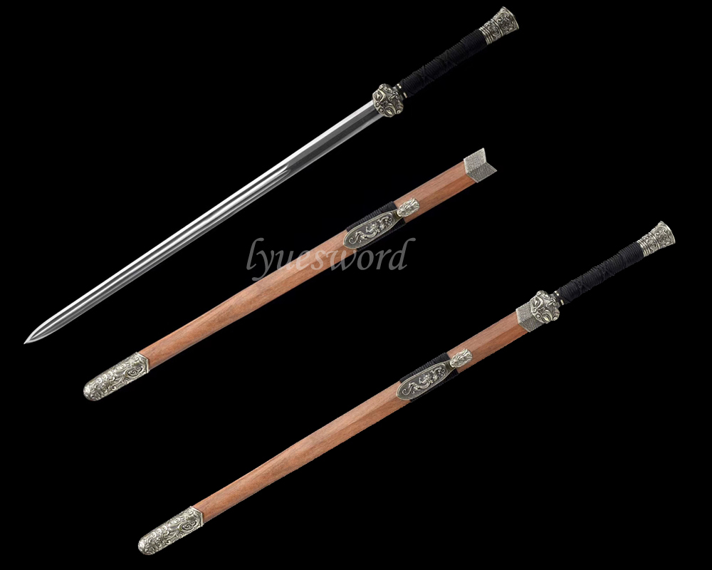 Chinese sword jian Sharp sword folded steel double groove handmade sword