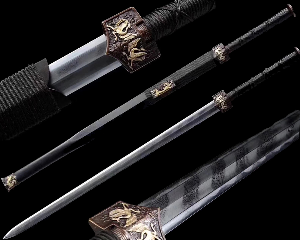 TOP QUALITY CHINESE SWORD HAN DYNASTY JIAN FOLDED STEEL CLAY TEMPERED ...