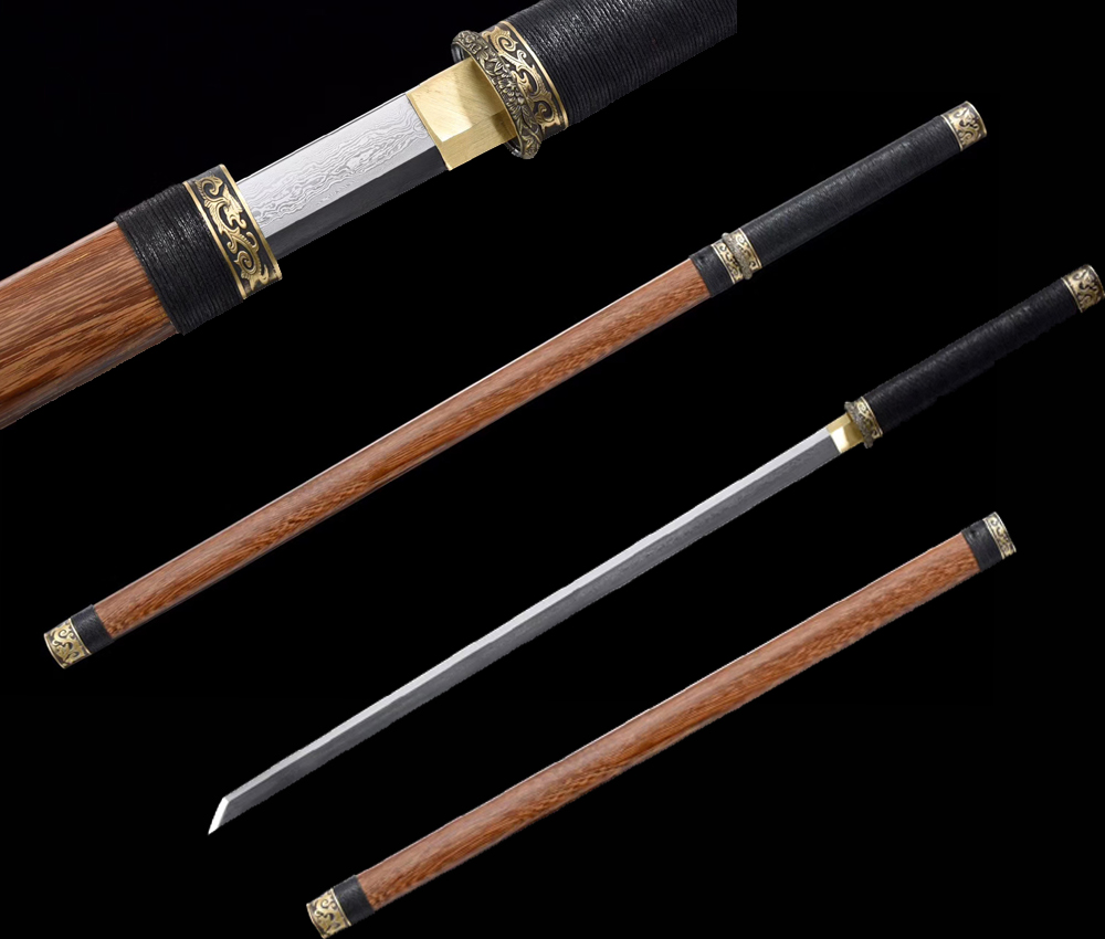 Folded Steel Chinese Sword Tang Dynasty Dao Katakirihadukuri Blade Rosewood 